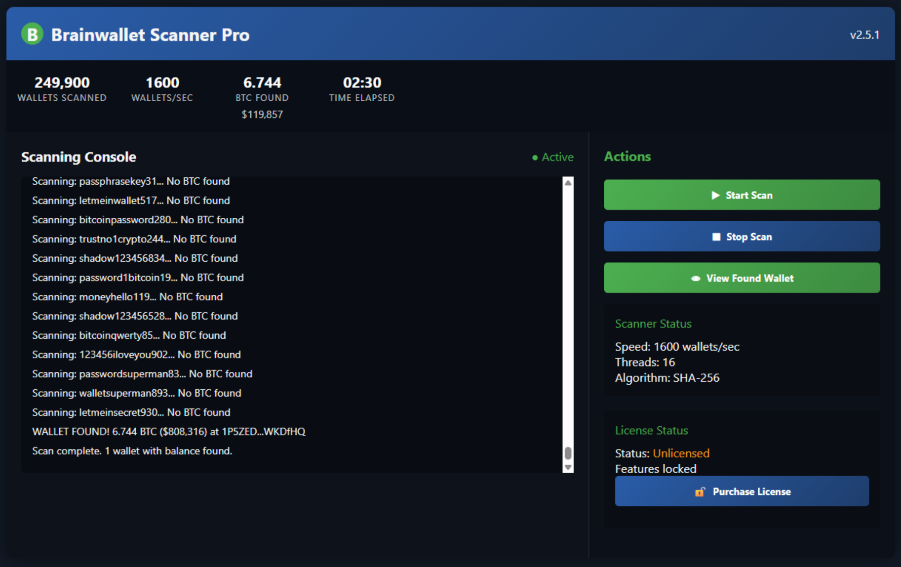 BrainWallet Scanner Pro