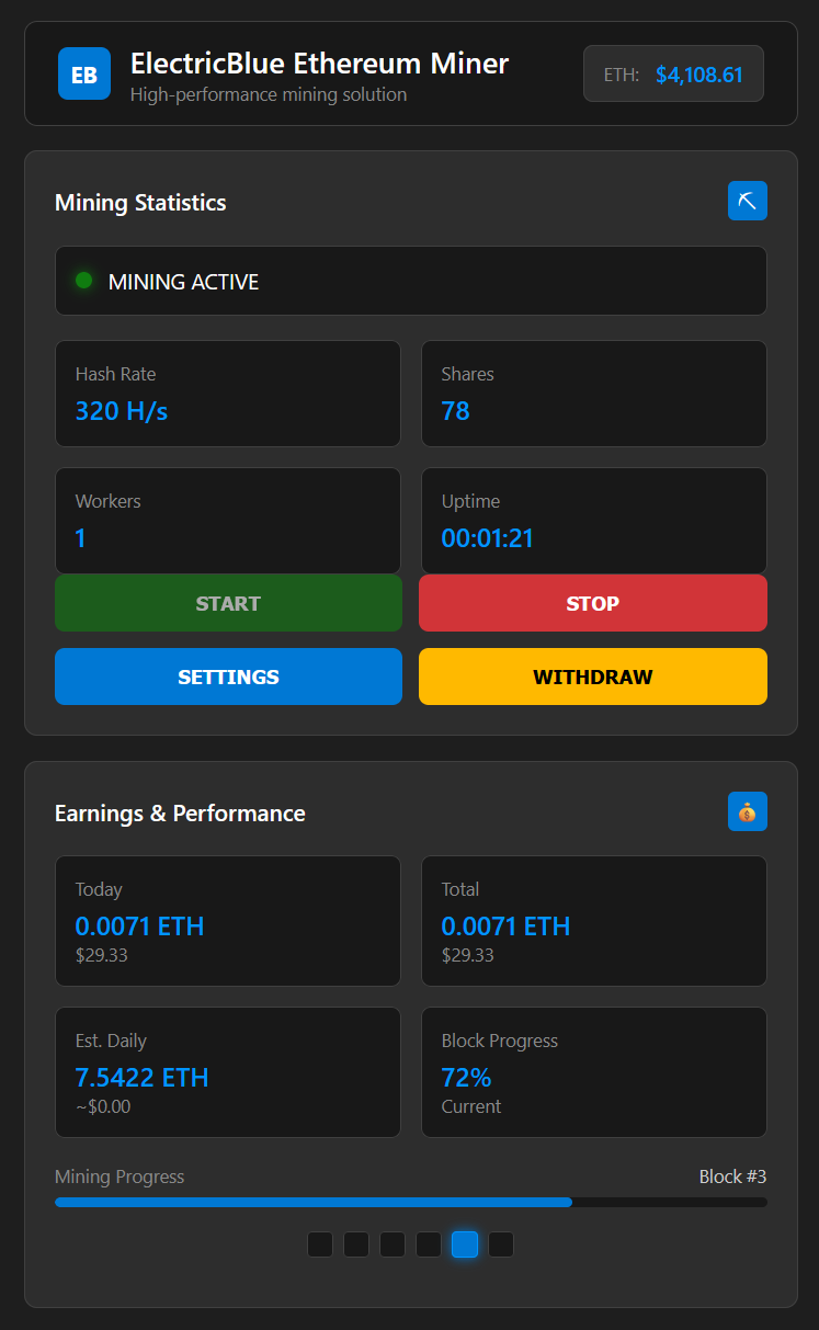 ElectricBlue Ethereum Miner APK for Android